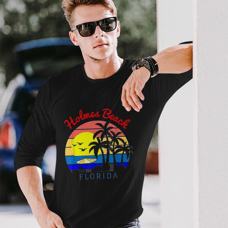 Holmes Beach Florida Vintage Retro Beach Sunset Unisex Long Sleeve Gifts for Him