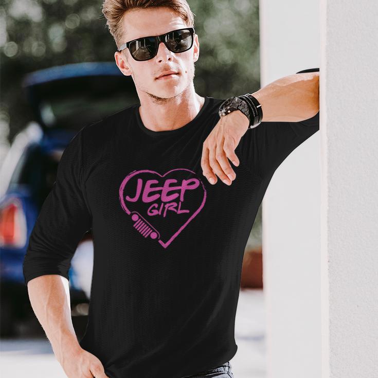 Jeep Girl - Pink Heart Lovely T-Shirt Unisex Long Sleeve Gifts for Him