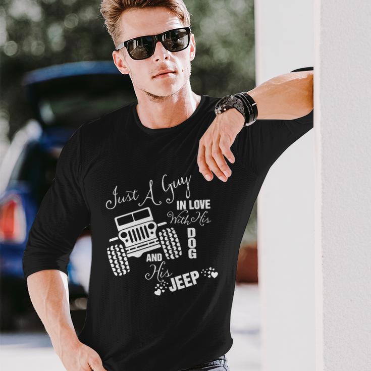 Just A Guy In Love With His Dog And His Jeep Unisex Long Sleeve Gifts for Him