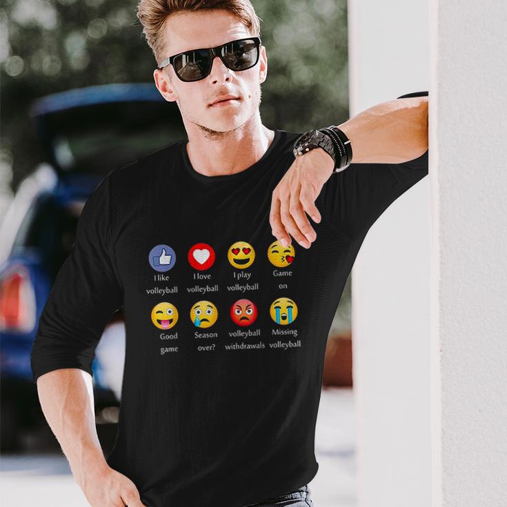 I Love Volleyball Funny Emoji Emoticons Graphic Unisex Long Sleeve Gifts for Him