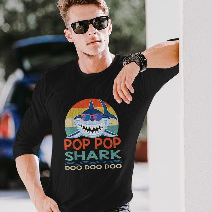 Pop Pop Shark Doo Doo Doo Vintage Matching Family Unisex Long Sleeve Gifts for Him