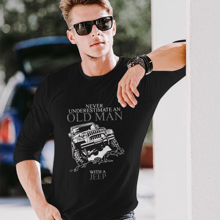 Never Underestimate An Old Man Jeep T-Shirts Unisex Long Sleeve Gifts for Him