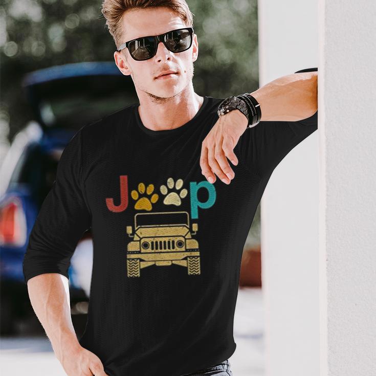 Vintage Jeeps Retro 70S Sunset Paws Print Dog Cat Lover Gift Unisex Long Sleeve Gifts for Him