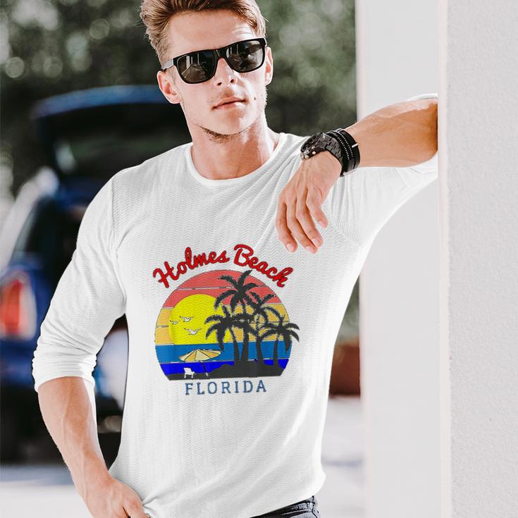 Holmes Beach Florida Vintage Retro Beach Sunset Gift Unisex Long Sleeve Gifts for Him