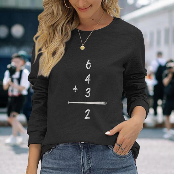 Baseball Math 6 4 3 2 Double Play Cute Softball Game Unisex Long Sleeve Gifts for Her