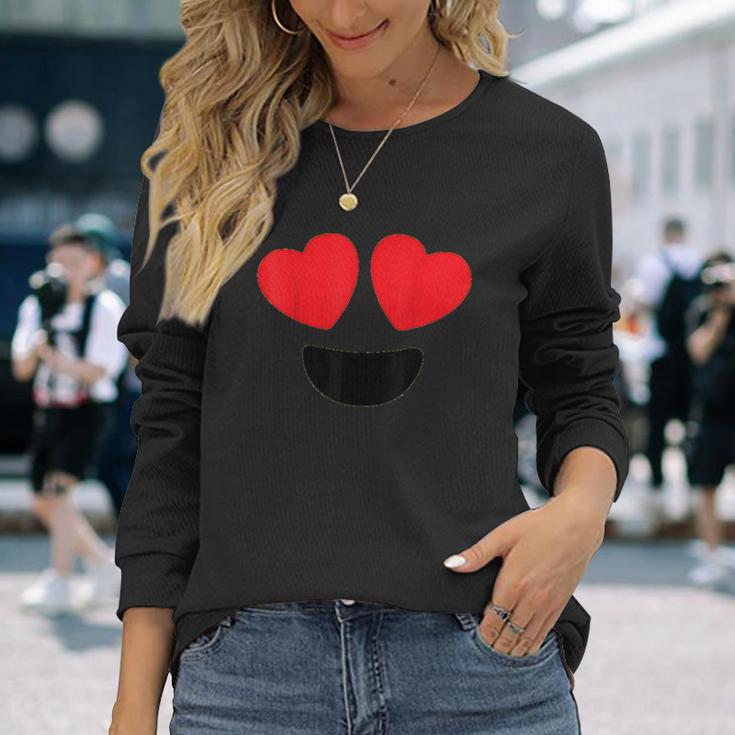 Cute Heart Eyes Emoji Face Halloween Costume Love Unisex Long Sleeve Gifts for Her