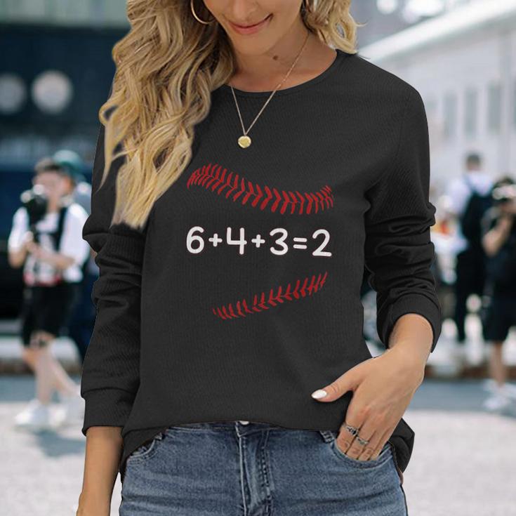 Funny Baseball Gift 6 4 3 2 Baseball Double Play Unisex Long Sleeve Gifts for Her