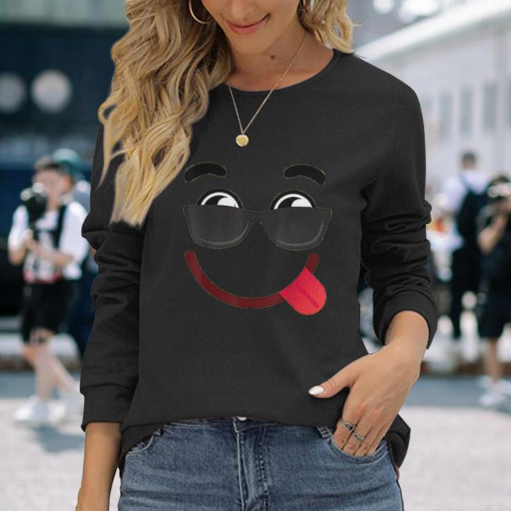 Halloween Emojis Costume Emoticon Smile Sunglasses Unisex Long Sleeve Gifts for Her