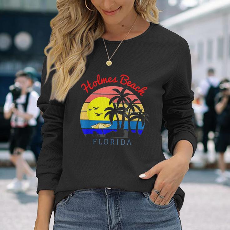 Holmes Beach Florida Vintage Retro Beach Sunset Unisex Long Sleeve Gifts for Her