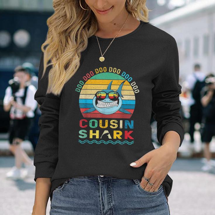 Retro Vintage Cousin Shark Doo Doo Doo Unisex Long Sleeve Gifts for Her