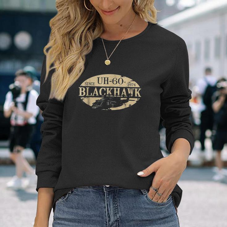 Uh60 Blackhawk Helicopter Vintage Design Unisex Long Sleeve Gifts for Her