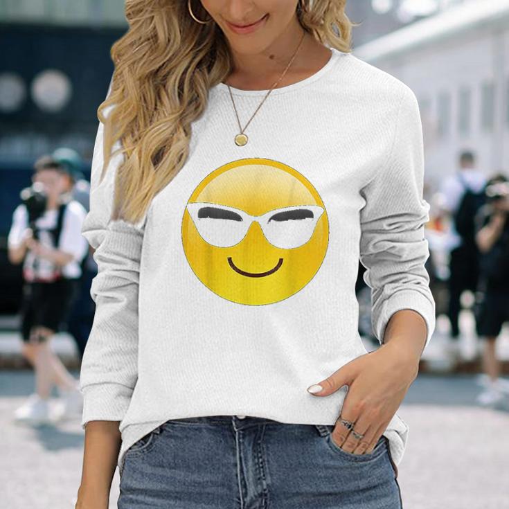 Emoji Cool Shades Smiley Face Sunglasses Confident Awesome Unisex Long Sleeve Gifts for Her