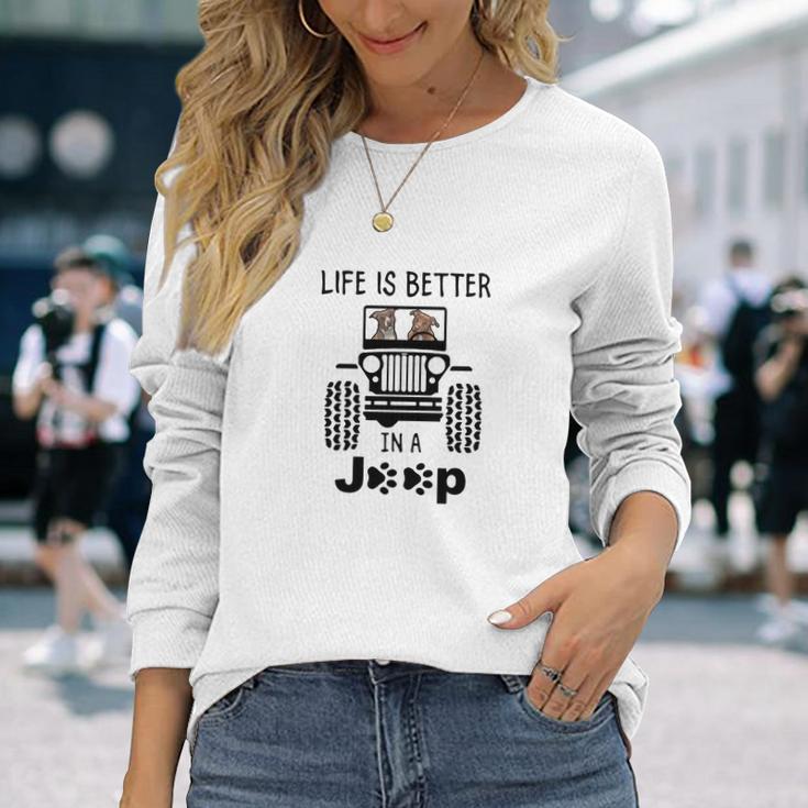 Pit Bull In A Jeep Unisex Long Sleeve Gifts for Her