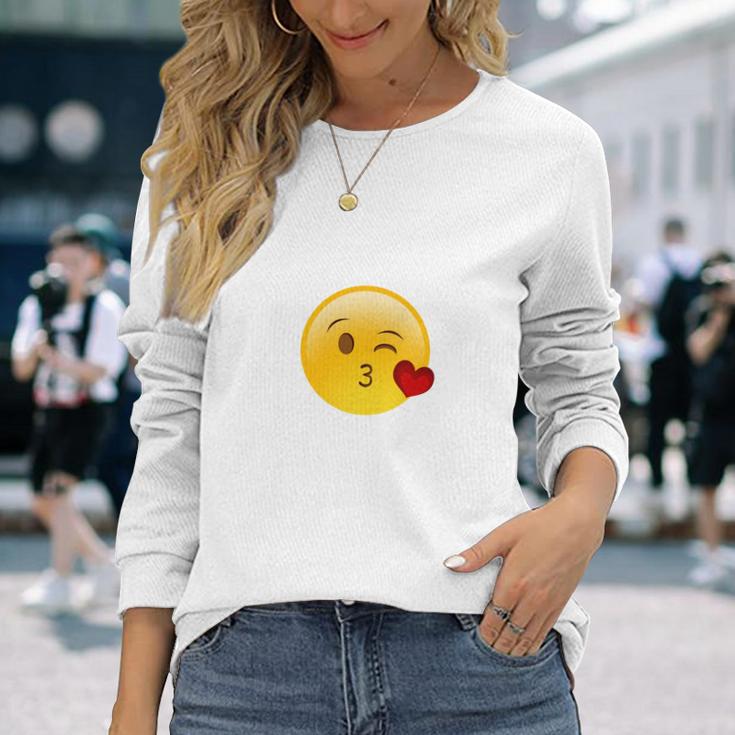 Winky Face Smiley With Heart Kiss Emoji Unisex Long Sleeve Gifts for Her