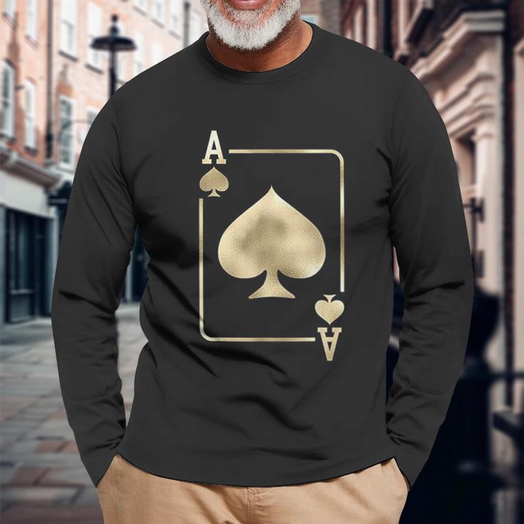 Ace Of Spades Playing Card Halloween Glam Unisex Long Sleeve Gifts for Old Men