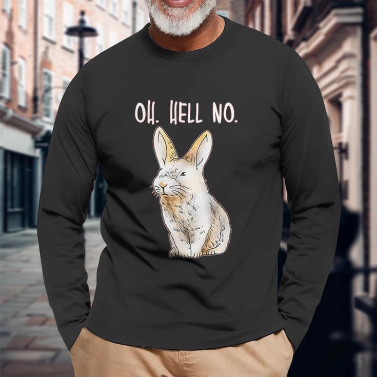 Bad Bunny Disapproving Rabbit Funny Animals Oh Hell No Unisex Long Sleeve Gifts for Old Men