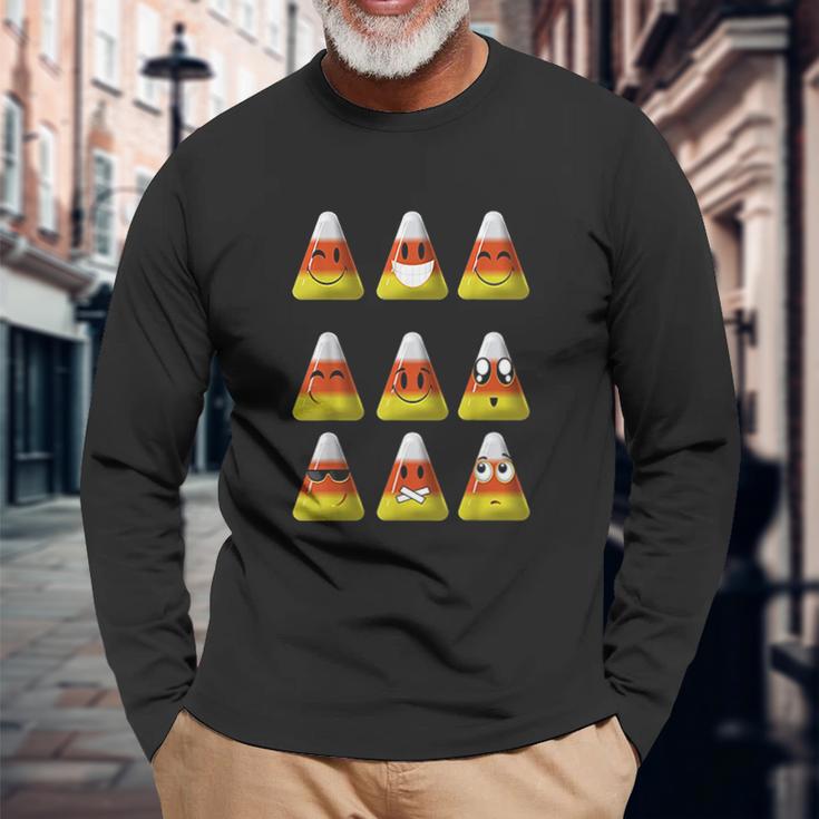 Candy Corn Emojis Halloween Cool Funny Emoticons Gift Unisex Long Sleeve Gifts for Old Men