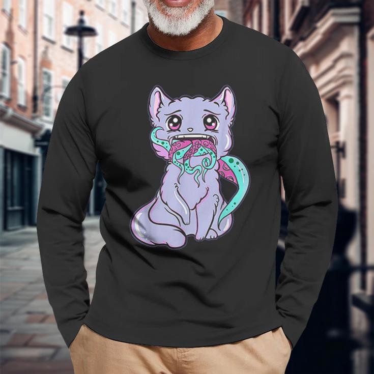 Creepy Kawaii Anime Cat Horror Pastel Goth Unisex Long Sleeve Gifts for Old Men