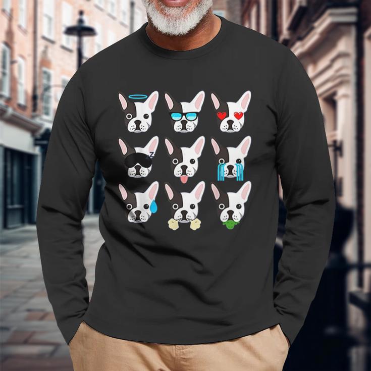 Emoji Boston Terrier Dog Face Unisex Long Sleeve Gifts for Old Men