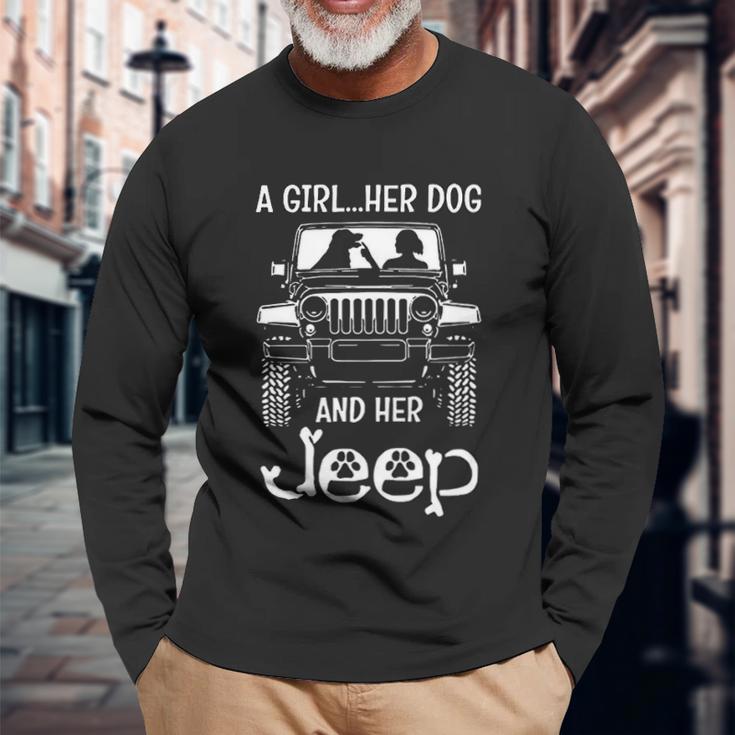 A Girl Her Dog And Her Jeep Unisex Long Sleeve Gifts for Old Men