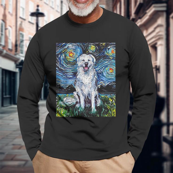 Great Pyrenees Full Version Starry Night Dog Art Unisex Long Sleeve Gifts for Old Men