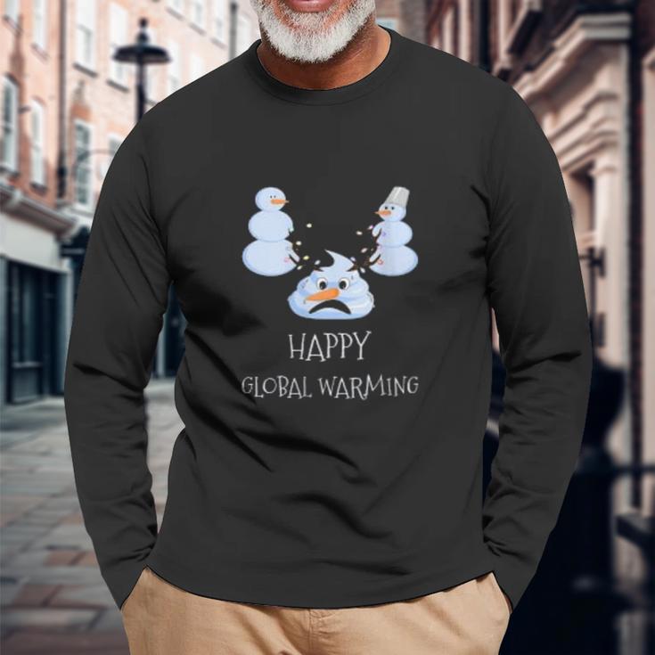 Happy Global Warming Snowmen Emoji Climate Change Unisex Long Sleeve Gifts for Old Men