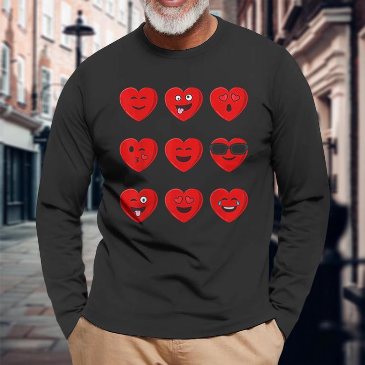 Heart Emojis Valentines Day Funny Emoticons Unisex Long Sleeve Gifts for Old Men