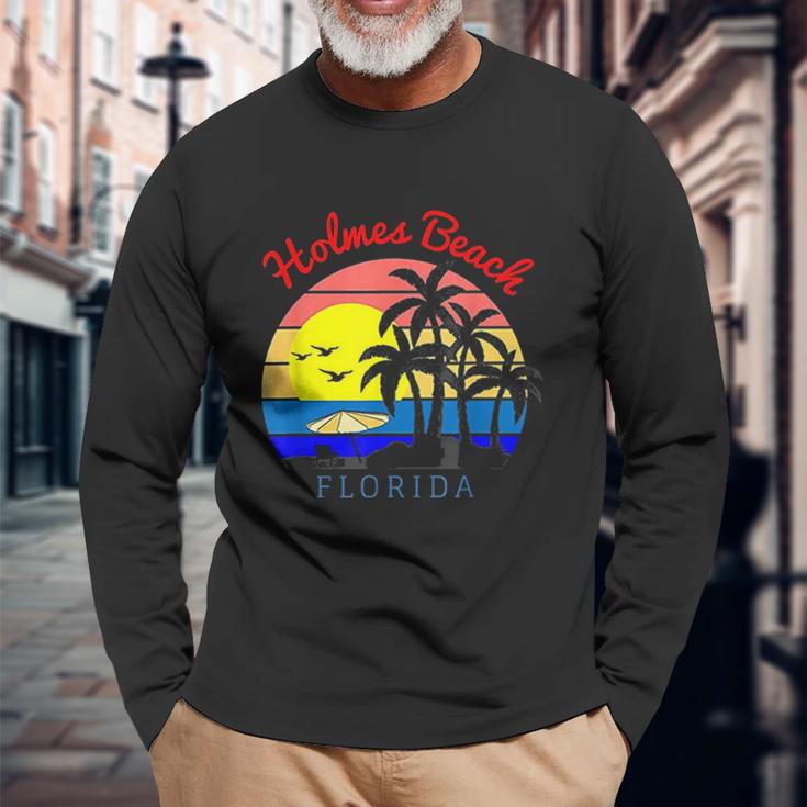 Holmes Beach Florida Vintage Retro Beach Sunset Unisex Long Sleeve Gifts for Old Men