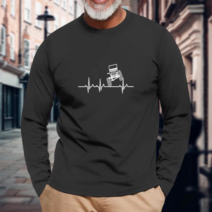 Jeep Driver - The Jeep Is In My Heartbeat - Mens T-Shirt Unisex Long Sleeve Gifts for Old Men