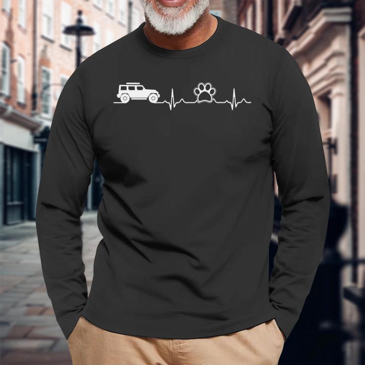 Jeeps And Paw Heartbeat For Jeepsdog And Cat Lovers Unisex Long Sleeve Gifts for Old Men