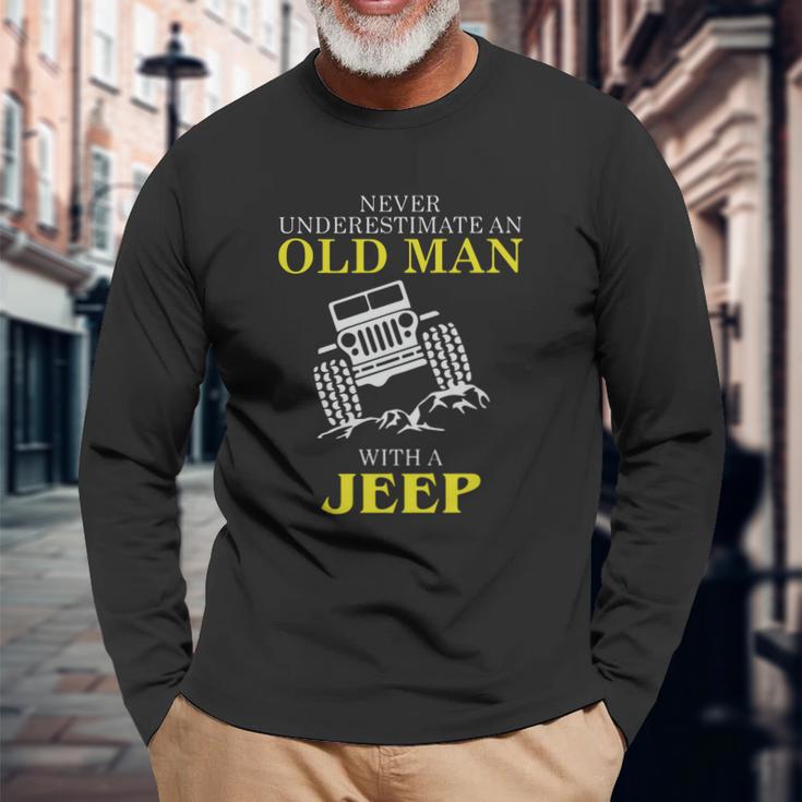 Mens Funny Jeep Tshirt Old Man With A Jeep Tee Unisex Long Sleeve Gifts for Old Men