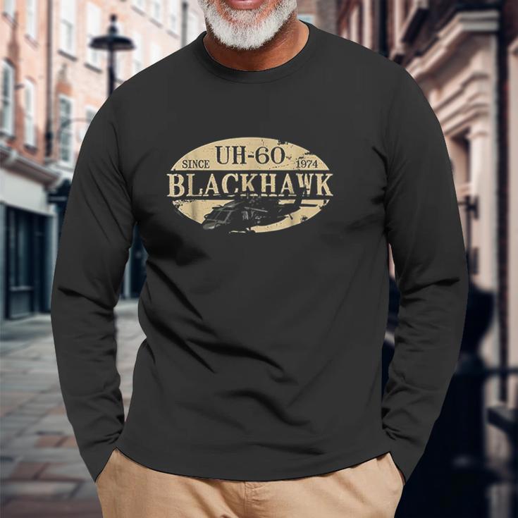 Uh60 Blackhawk Helicopter Vintage Design Unisex Long Sleeve Gifts for Old Men