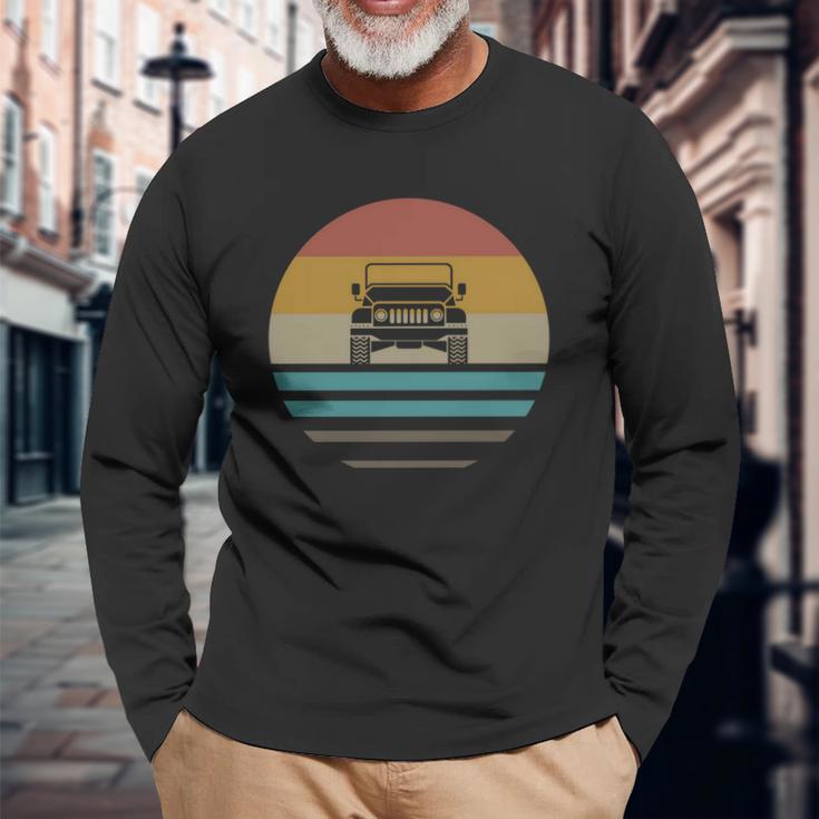 Vintage Jeeps Retro 70S Distressed Off Road Unisex Long Sleeve Gifts for Old Men