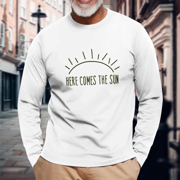 Here Comes The Sun Summer Beach Sunshine Graphic Unisex Long Sleeve Gifts for Old Men