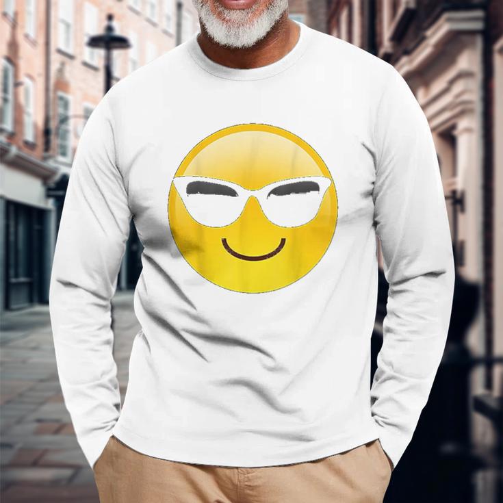 Emoji Cool Shades Smiley Face Sunglasses Confident Awesome Unisex Long Sleeve Gifts for Old Men