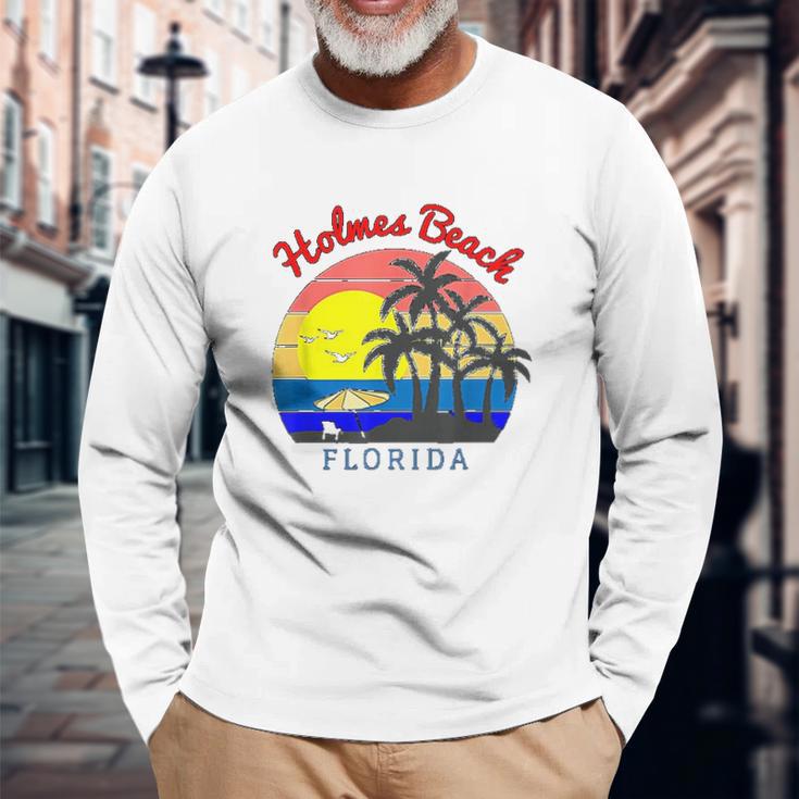 Holmes Beach Florida Vintage Retro Beach Sunset Gift Unisex Long Sleeve Gifts for Old Men