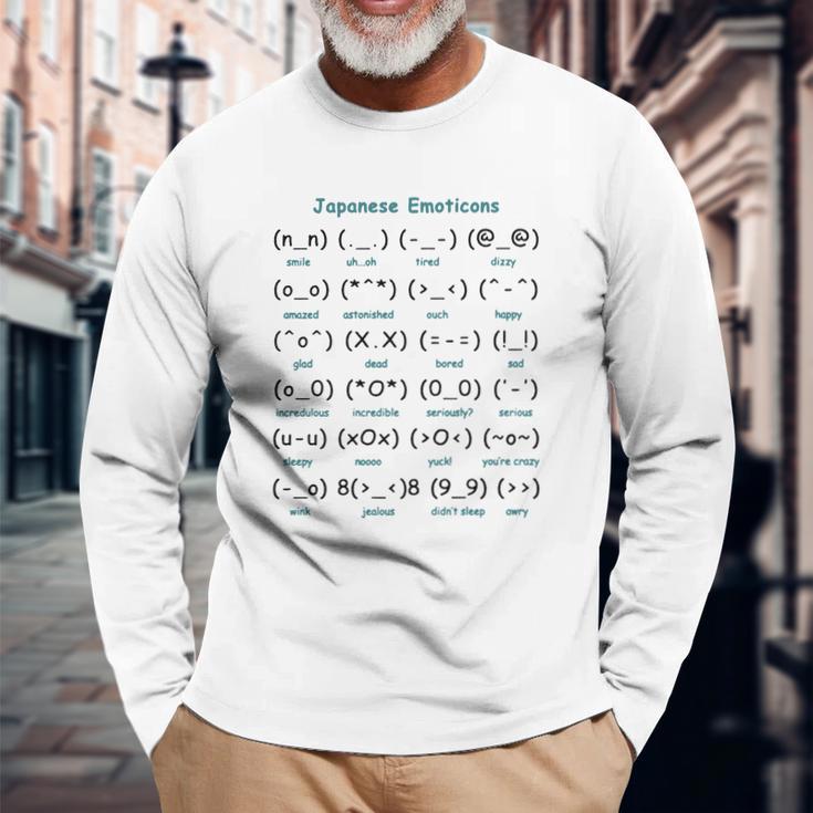 Kaomoji Kawaii Cute Japanese Text Face Emoticons Emoji Cool Gifts Tshirt Unisex Long Sleeve Gifts for Old Men