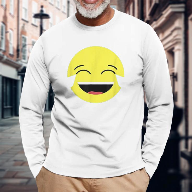 Laughing Tears Emojis Cute Happy Laugh Face Gift Unisex Long Sleeve Gifts for Old Men