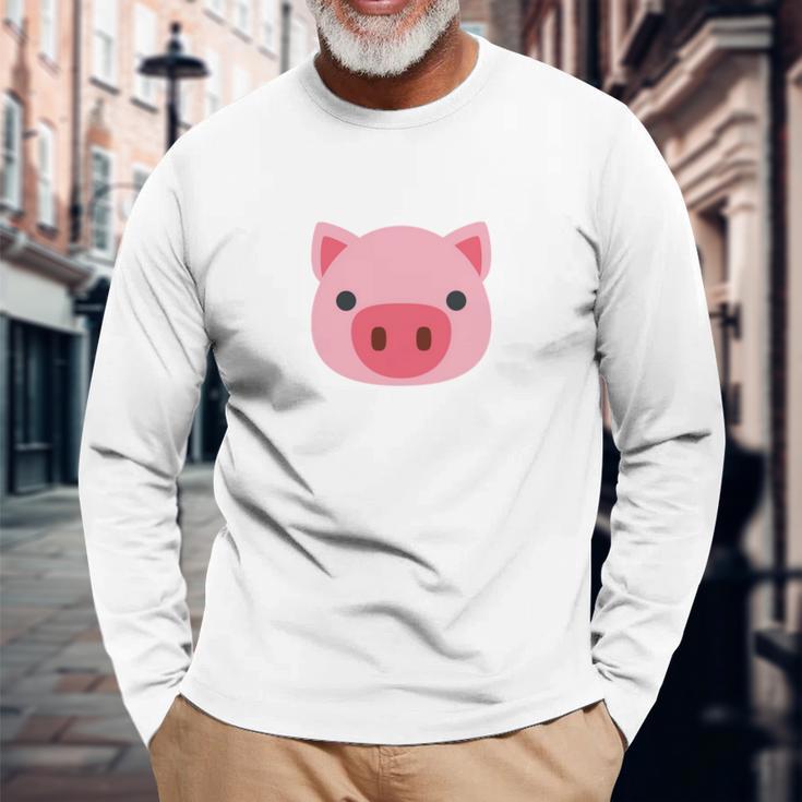 Pig Emoji Cute Porky Head DesignLittle Pink Pig T Shirt Unisex Long Sleeve Gifts for Old Men