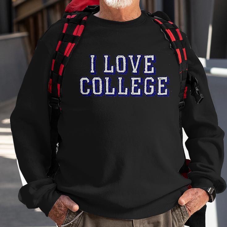 Charlie Hustle Unisex Vintage Grey I Love College Sweatshirt Gifts for Old Men