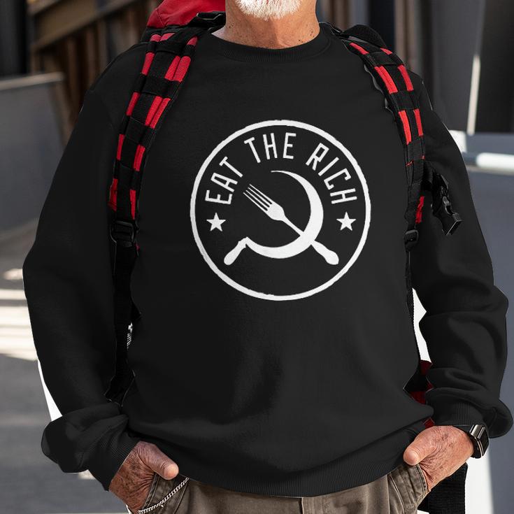 Eat The Rich Anti Consumption Satire Statement Sweatshirt Gifts for Old Men