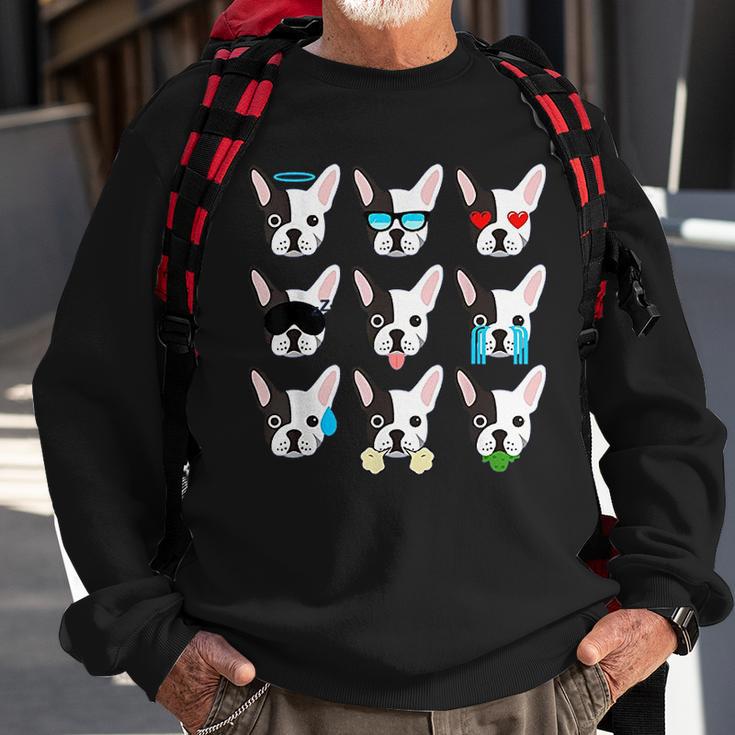 Emoji Boston Terrier Dog Face Sweatshirt Gifts for Old Men