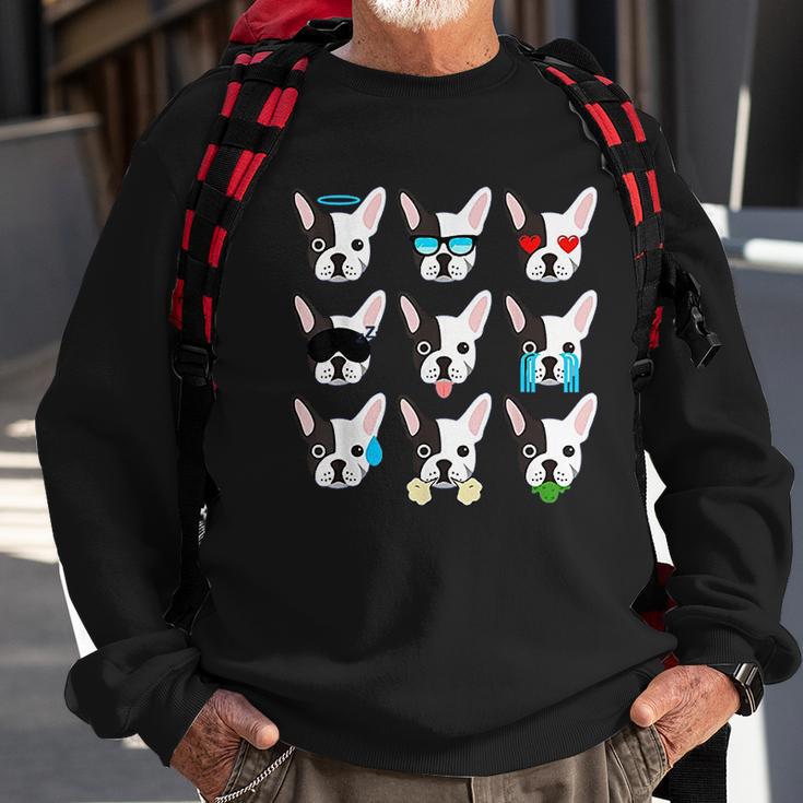 Emoji Boston Terrier Dog Faces Sweatshirt Gifts for Old Men