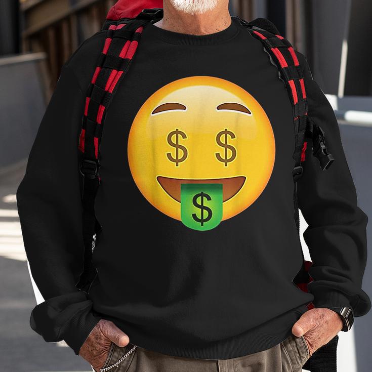 Emoji Money Face Cute Smile Dollar Signs Eyes Mouth Emotic Sweatshirt Gifts for Old Men