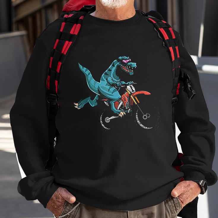 Funny Dino On Bike Trex Lover Rider Motorcycle Sweatshirt Gifts for Old Men