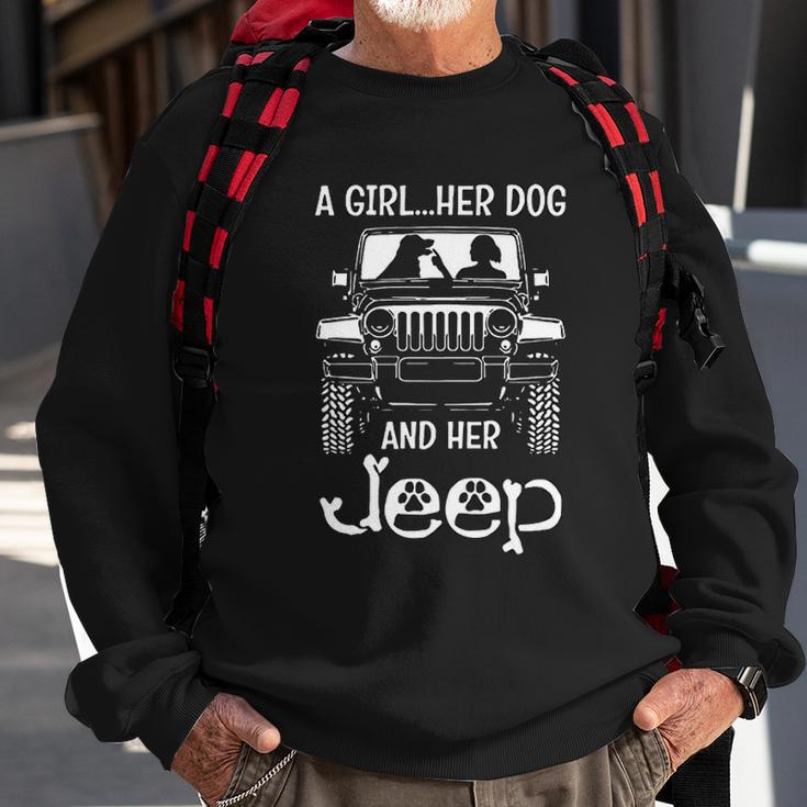 A Girl Her Dog And Her Jeep Sweatshirt Gifts for Old Men