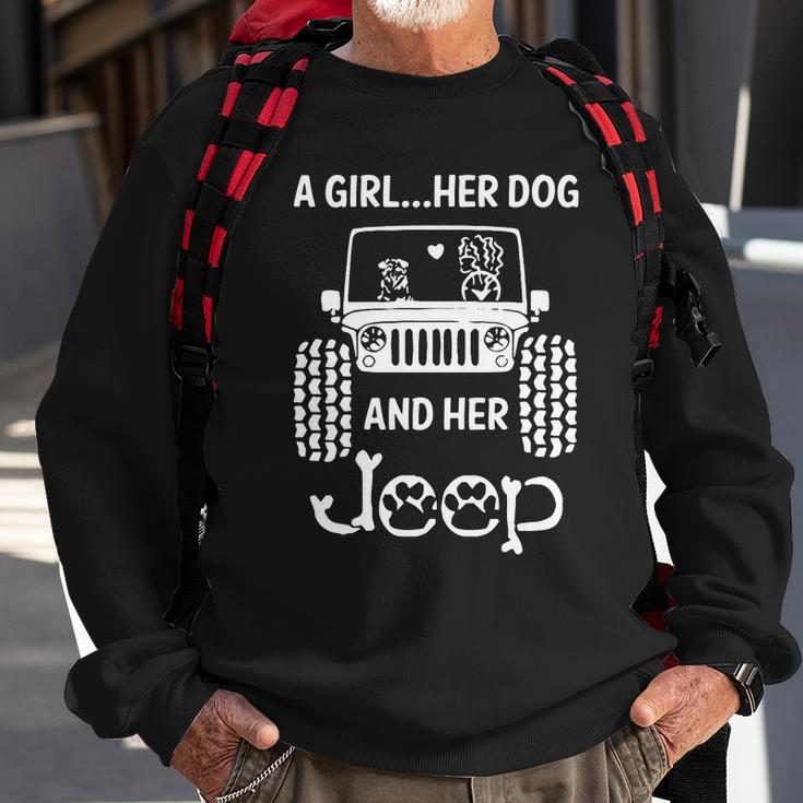 A Girl Her Dog And Her Jeep Sweatshirt Gifts for Old Men