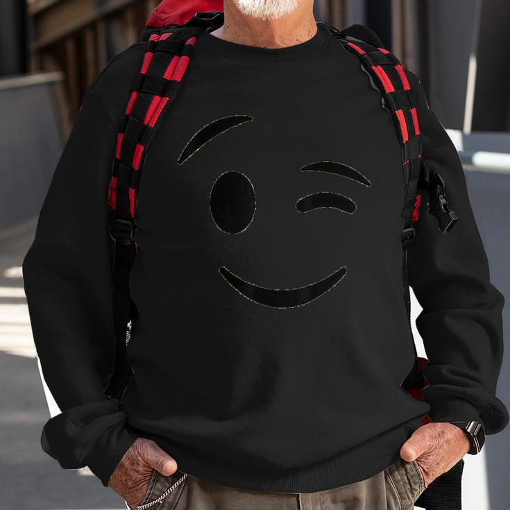 Halloween Emojis Costume Winking Face Wink Emoticon Sweatshirt Gifts for Old Men