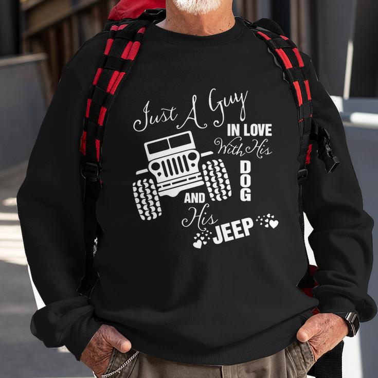 Just A Guy In Love With His Dog And His Jeep Sweatshirt Gifts for Old Men