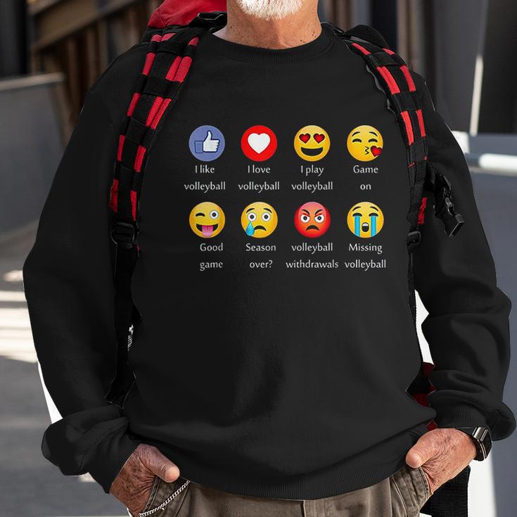 I Love Volleyball Funny Emoji Emoticons Graphic Sweatshirt Gifts for Old Men